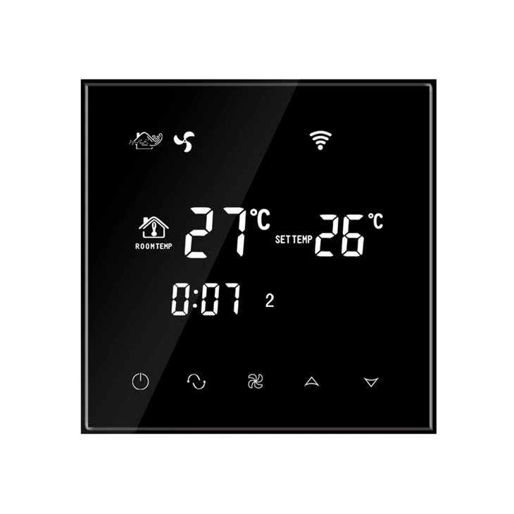 Black Glass Screen Wifi Fan Coil Thermostat TGT70-AC
